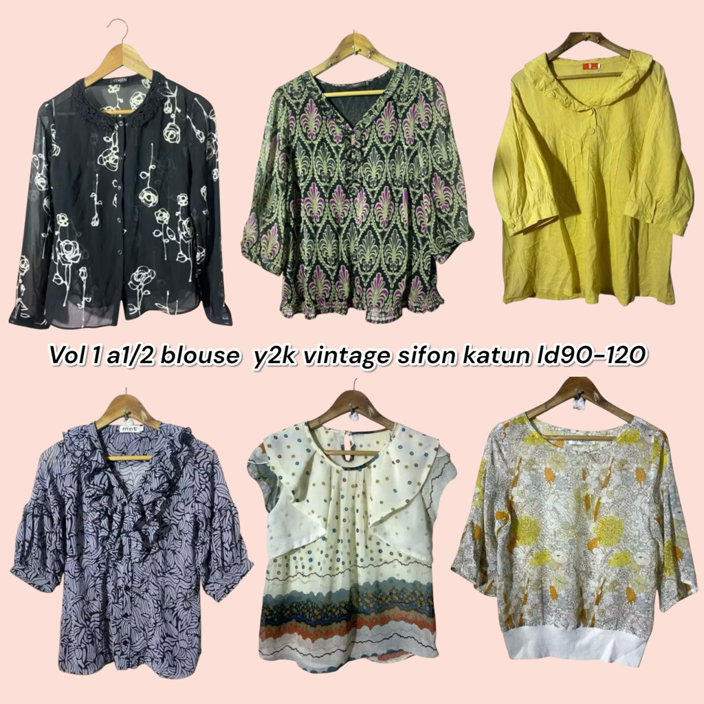 VOL A1/2 BLOUSE ATASAN VINTAGE KATUN SIFON Y2K