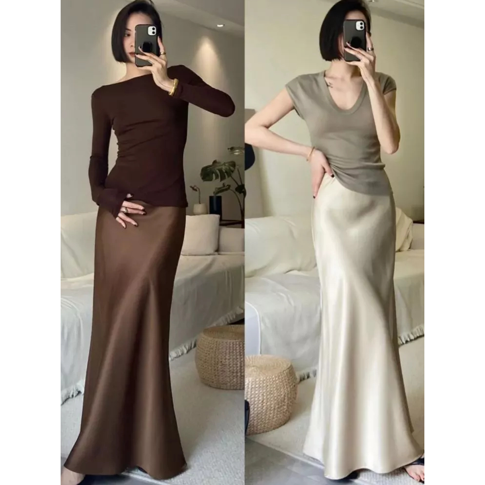 Skirt Rok satin silk premium-rok skirt-satin long skirt-rok A Line Mermaid skirt