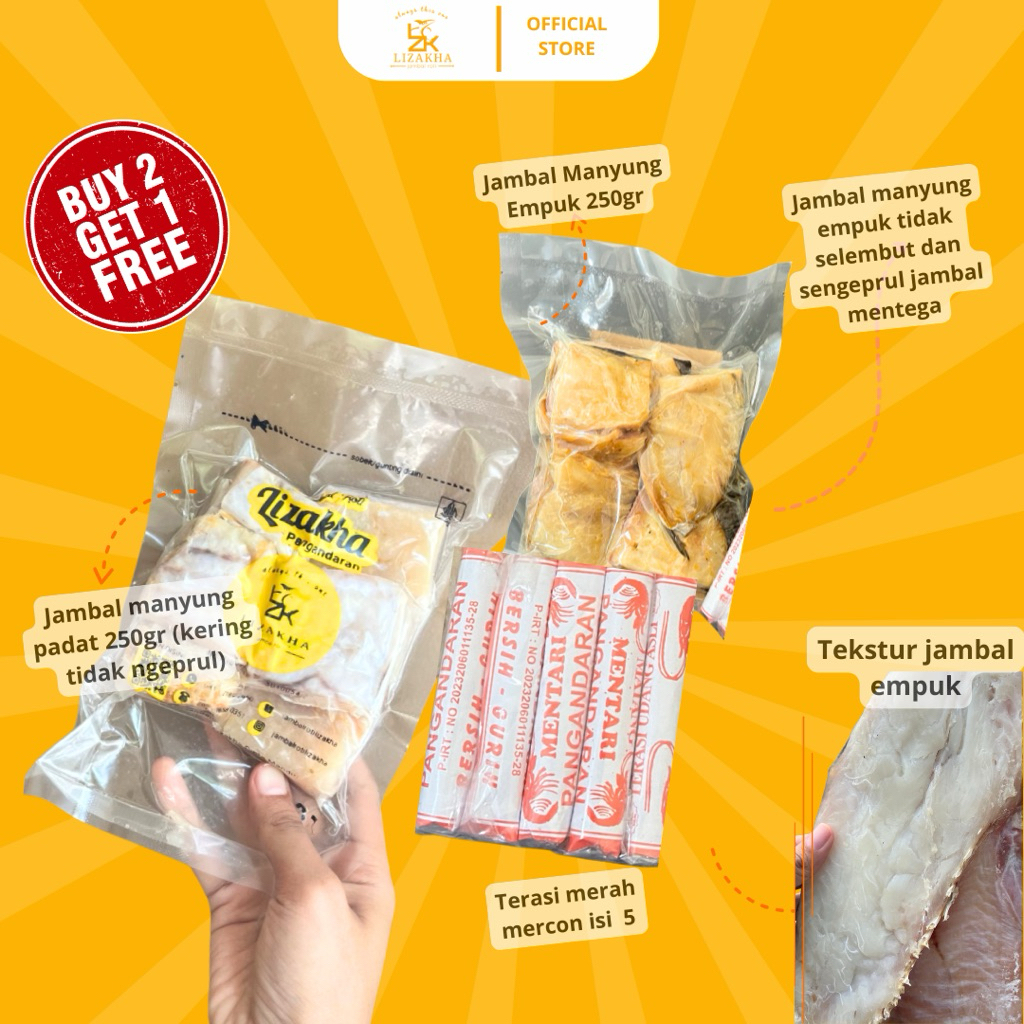

[COD] Paket Mix jambal roti empuk 250gr tidak ngeprul +Jambal roti manyung padat 250gr+terasi merah mercon by lizakha seafood