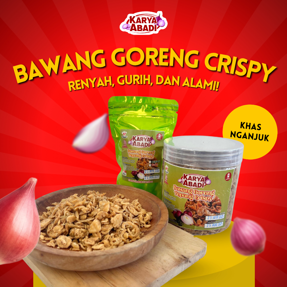 

Bawang Merah Tepung Crispy Khas Nganjuk 50gr 125gr 175gr | Bawang Renyah Gurih Tahan 4 Bulan | Camilan dan Topping Nasi Mie Bubur