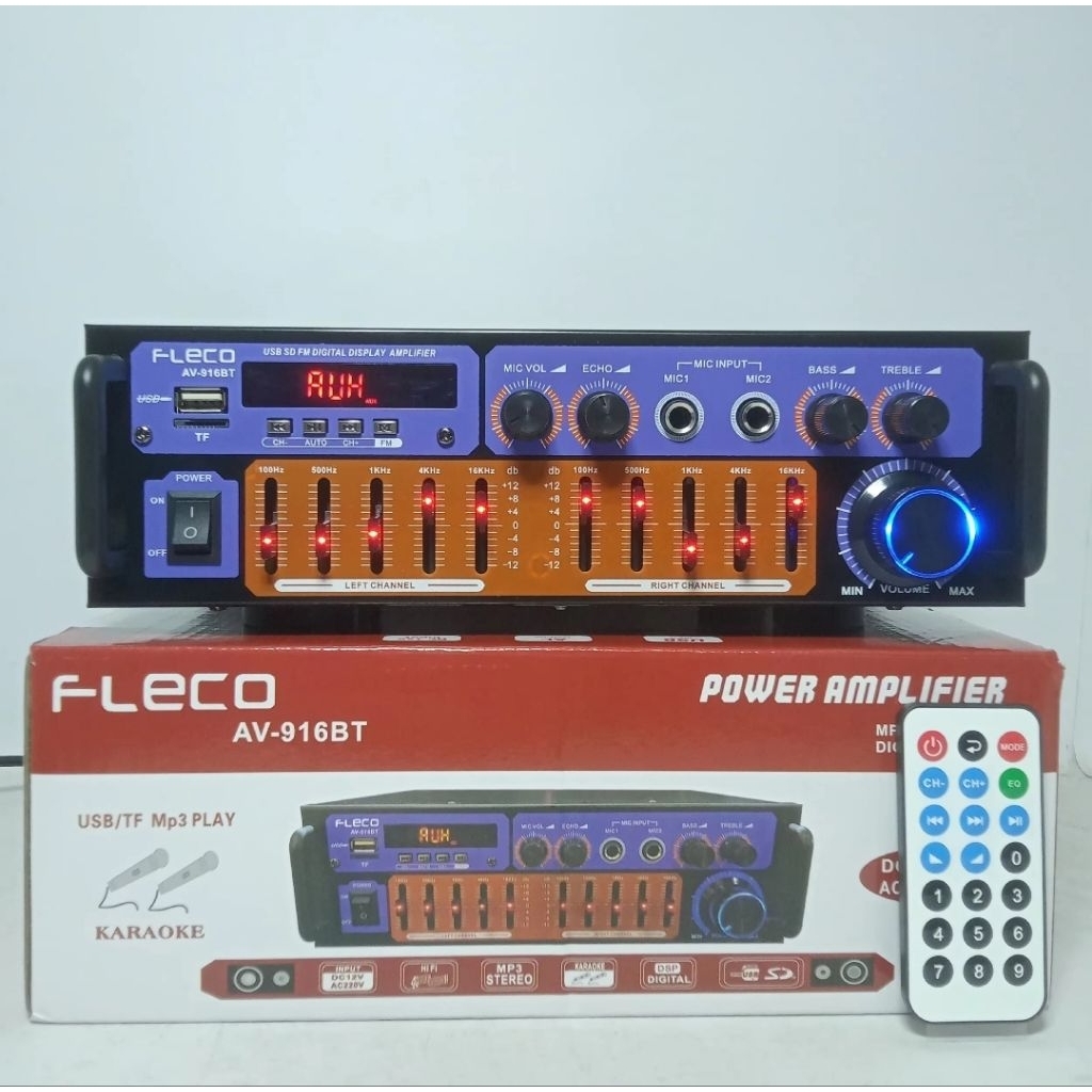 STEREO Power Amplifier Bluetooth Fleco AV916BT 1200watt amplifier bluetooth equalizer super bass amp