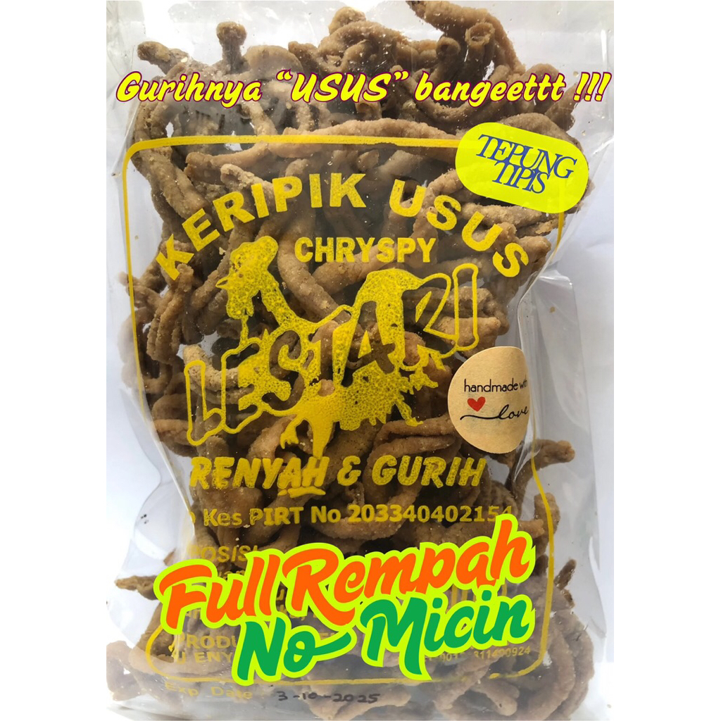 

Keripik/Kripik Usus Ayam Premium Tepung Tipis Gurih tanpa Micin Crispy/Krispi