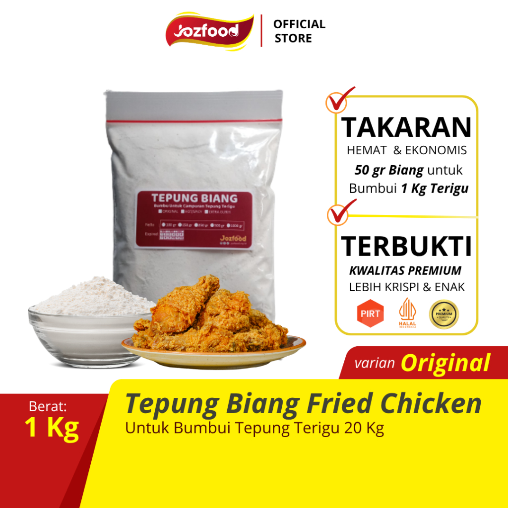 

Bumbu Biang Tepung Fried Chicken Instan Tanpa Bumbu Tambahan 1Kg Premix