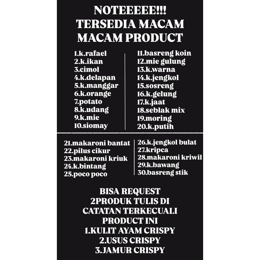 

SEBLAK MIX 1KG DAPAT 2 PRODUK KEMASAN 500GRAM/PAKET BUNDLING/PAKET HEMAT