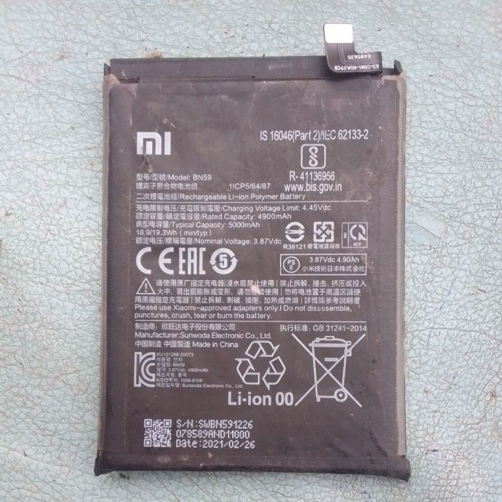 batre bn59 hp redmi note 10 4g/note10s seken