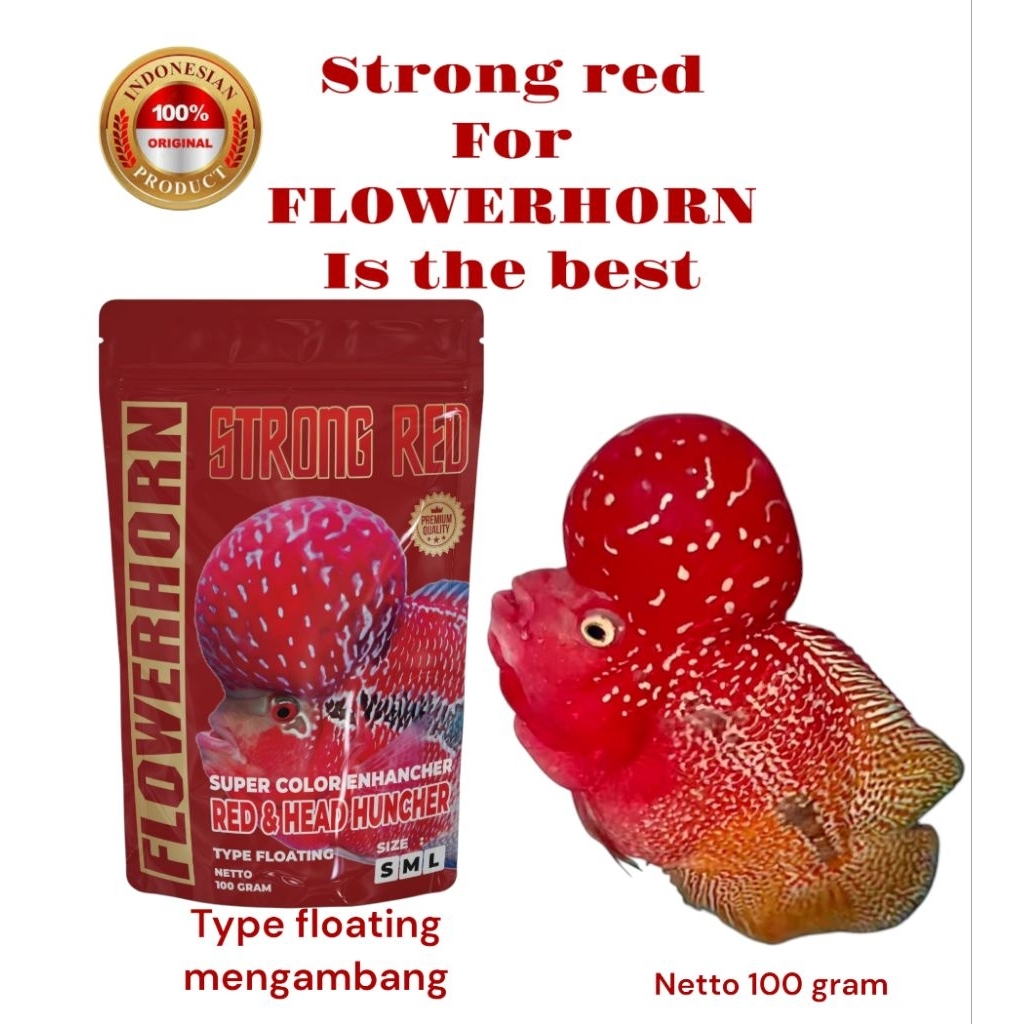 PAKAN PELET LOUHAN STRONG RED/PELET IKAN HIAS 100 gr terbukti ampuh meningkatkan warna merah dan jen