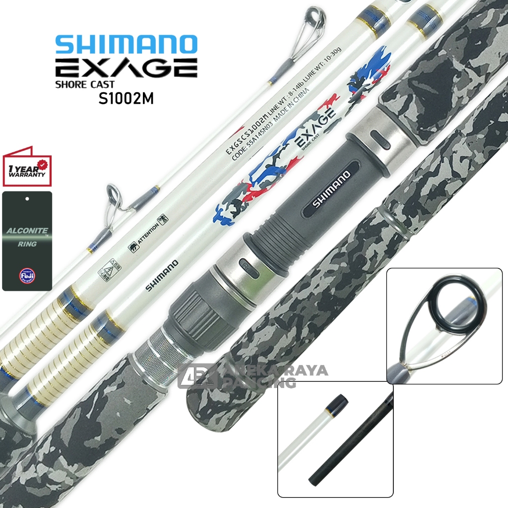 Joran Popping Shimano EXAGE SHORE CAST 200CM - 300CM | Fuji Alconite Ring | Spinning Popping Pinggir