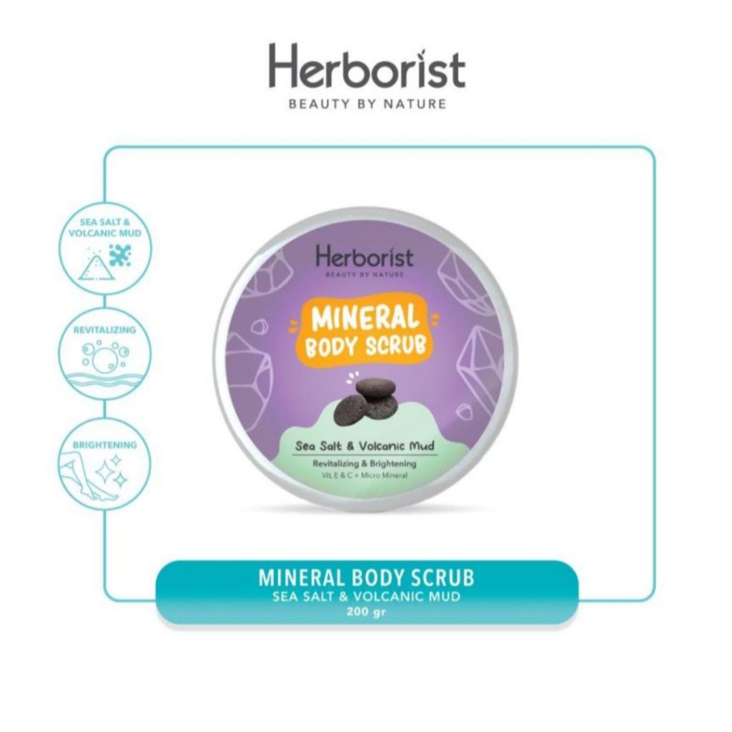 RS || Herborist scrub || sea sald & volcanic mod || 200 g || scrub tubuh glowing