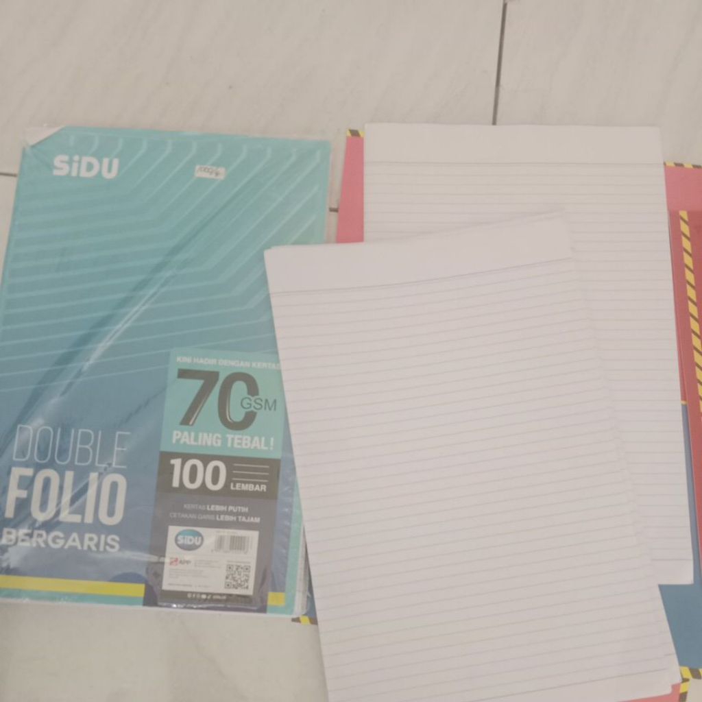 

Kertas Dobel Folio Bergaris Sidu 70GSM Eceran 4 lembar
