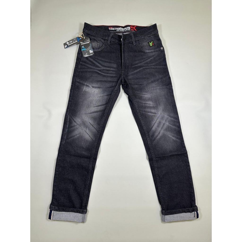 VICTORIOUS Silmfit Ripped S.A.B.E.R , Celana Panjang Pria , Jeans Pria Sobek, Celana Jeans Sobek