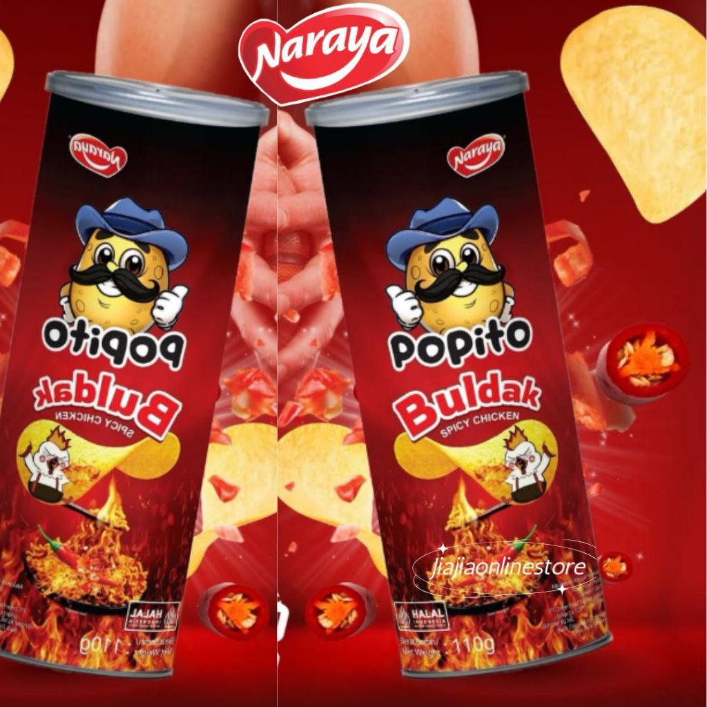 

POPITO Keripik Kentang Naraya Potato Chips Snack Sour Cream / Buldak Spicy Chicken