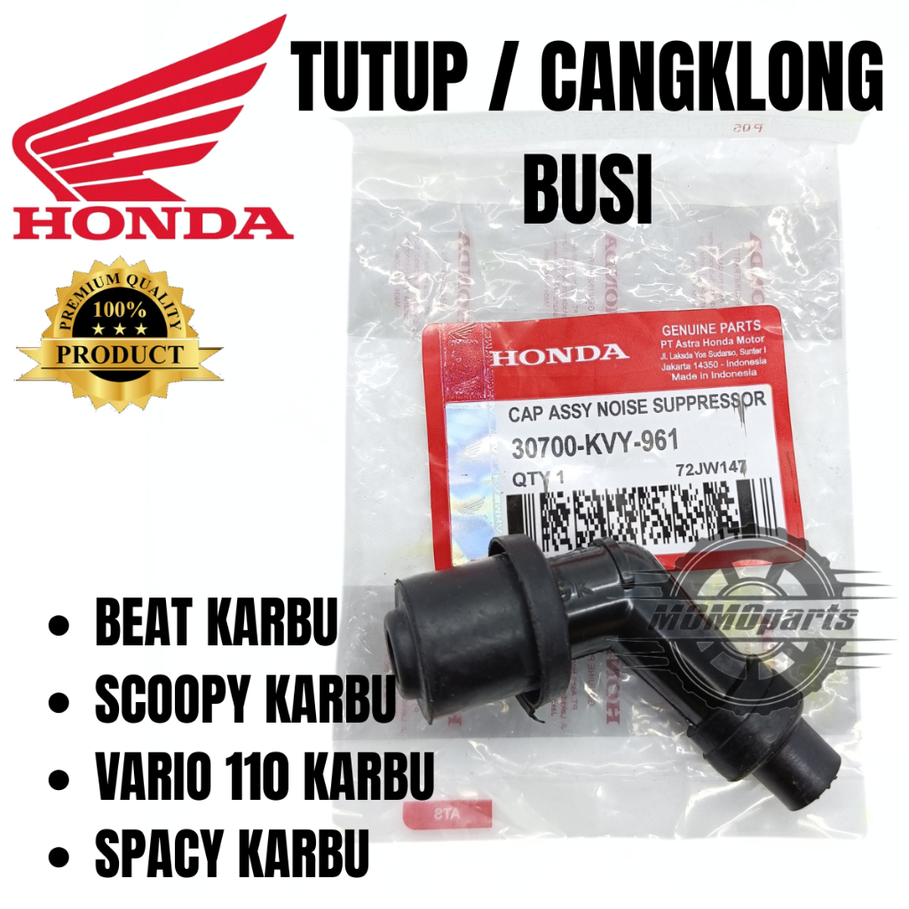 ORIGINAL TUTUP BUSI KVY BEAT SCOOPY VARIO 110 SPACY KARBU CANGKLONG KEPALA ASLI AHM ORI HGP