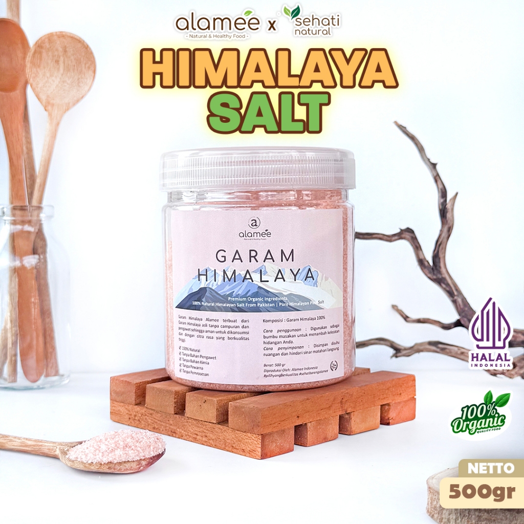 

ALAMEE Garam Himalaya Original Himalayan Salt Sea Ukuran 500g Pink Pakistan Masakan Bumbu Makanan