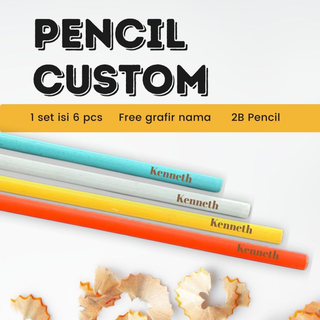 

Pesil Kayu Custom Grafir Pensil 2B l Pensil Custom Nama