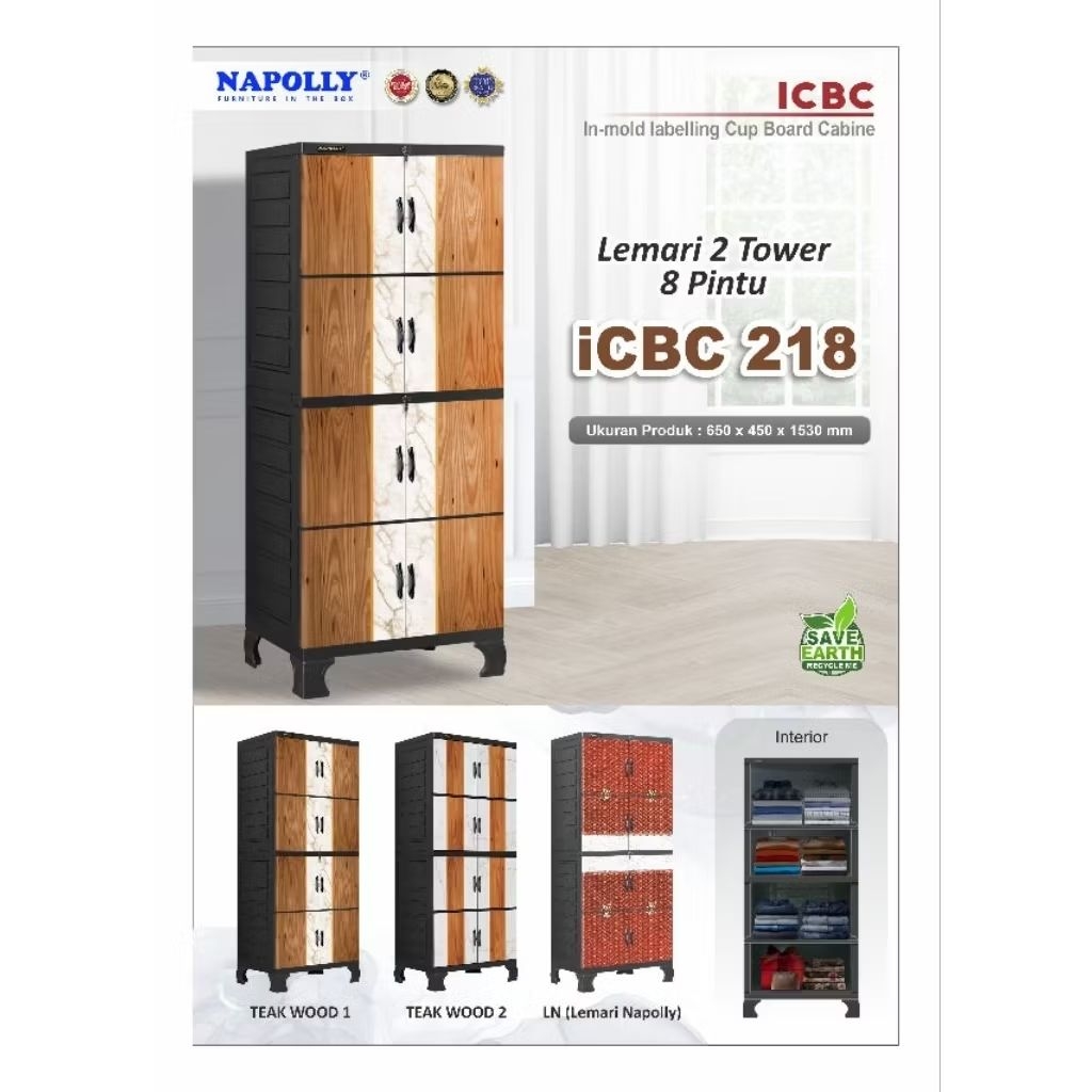 lemari plastik napolly icbc 218 2 tower 8 pintu napolly lemari plastik