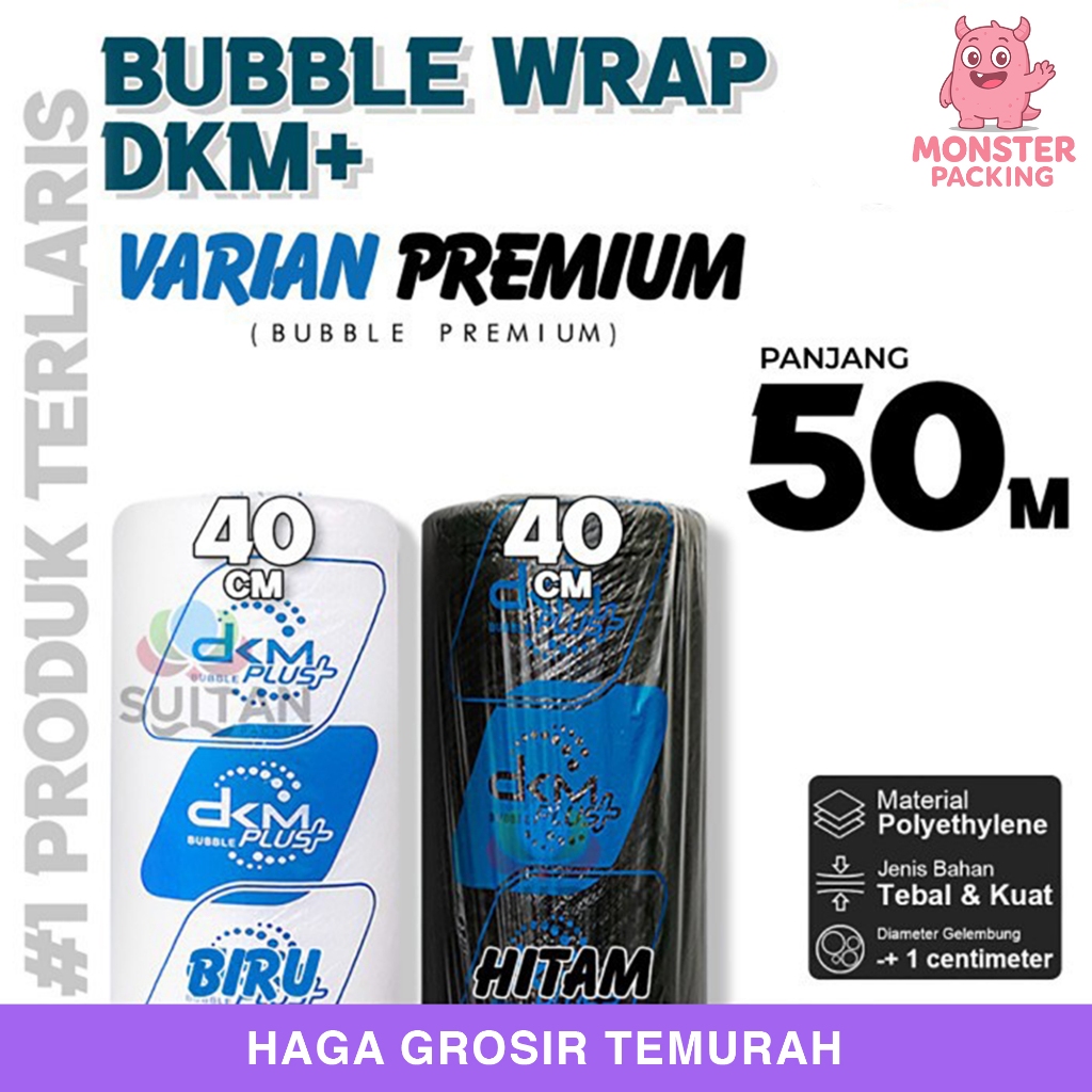 

Plastik Bubble Wrap 40cm x 50m Bubblewrap DKM PLUS PREMIUM TERMURAH / ROLL