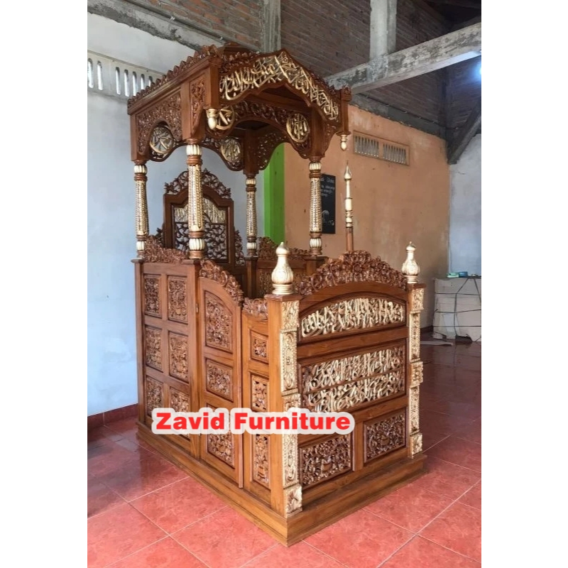 Mimbar masjid kayu jati, mimbar masjid ukir, mimbar masjid kayu jati mewah, mimbar masjid kayu jati 