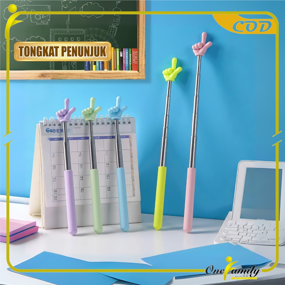 

ONE-A123 Tongkat Alat Pengajaran Penunjuk Papan Tulis Teleskopik Praktis / Tongkat Jari Lucu Teleskopik Alat Stationery Serbaguna