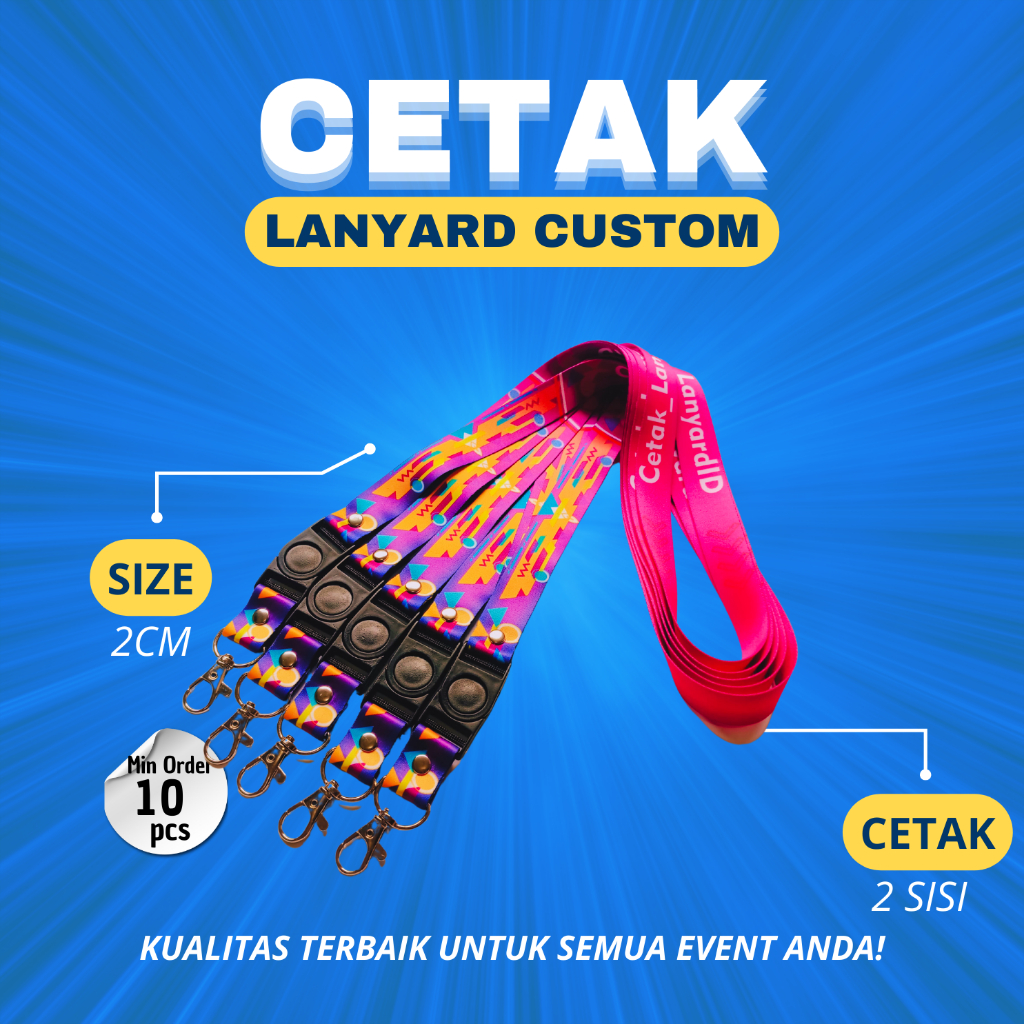 

Lanyard Custom Tali ID Card Name Tag Ukuran 2cm 2sisi