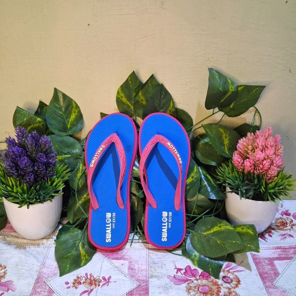Swallow Sandal Jepit Rainbow Biru Pink