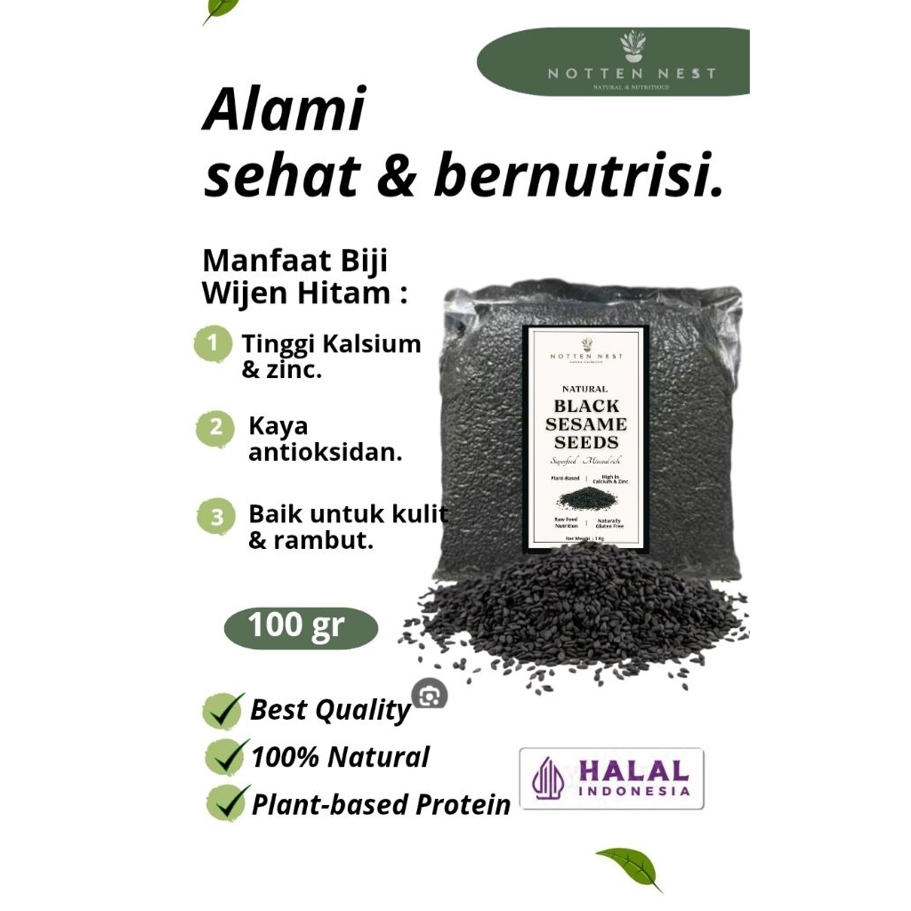 

Biji Wijen Hitam Organik Mentah 100gr - Kemasan Praktis, Kaya Antioksidan - Bahan Masakan & Herbal