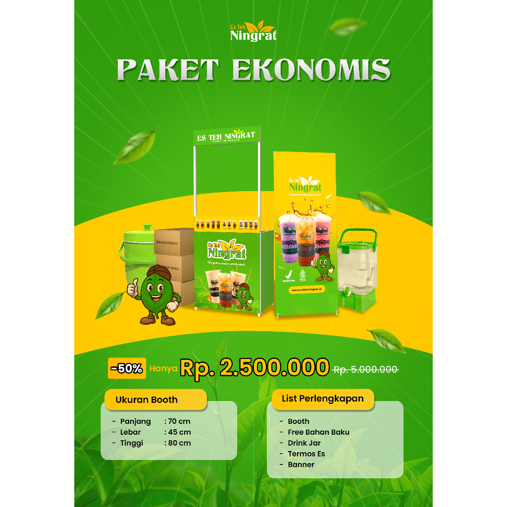 

Paket Usaha Es Teh Ningrat Ekonomis Perlengkapan Franchise + Bahan Baku