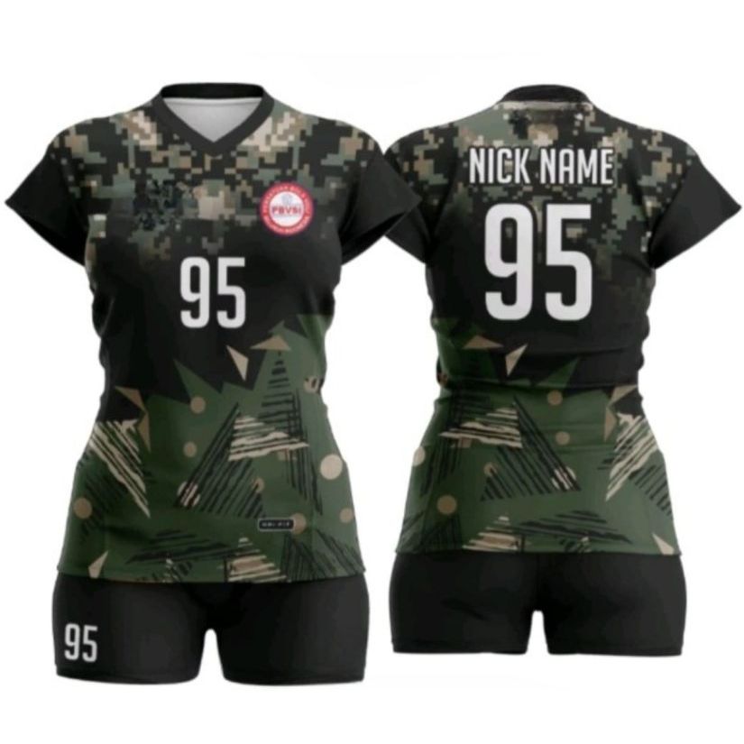 Setelan Jersey Voli Volleyball Jersey Futsal Jersey Bola Cewek Perempuan Wanita Full Printing ARMY /