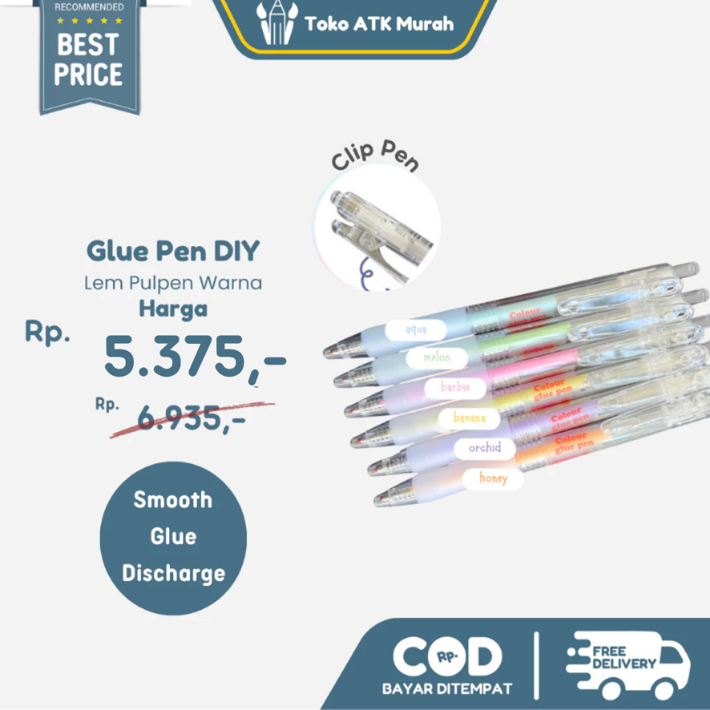 

Glue Pens Colours Clip Set DIY Lem Pulpen Cair Craft Warna - Satuan