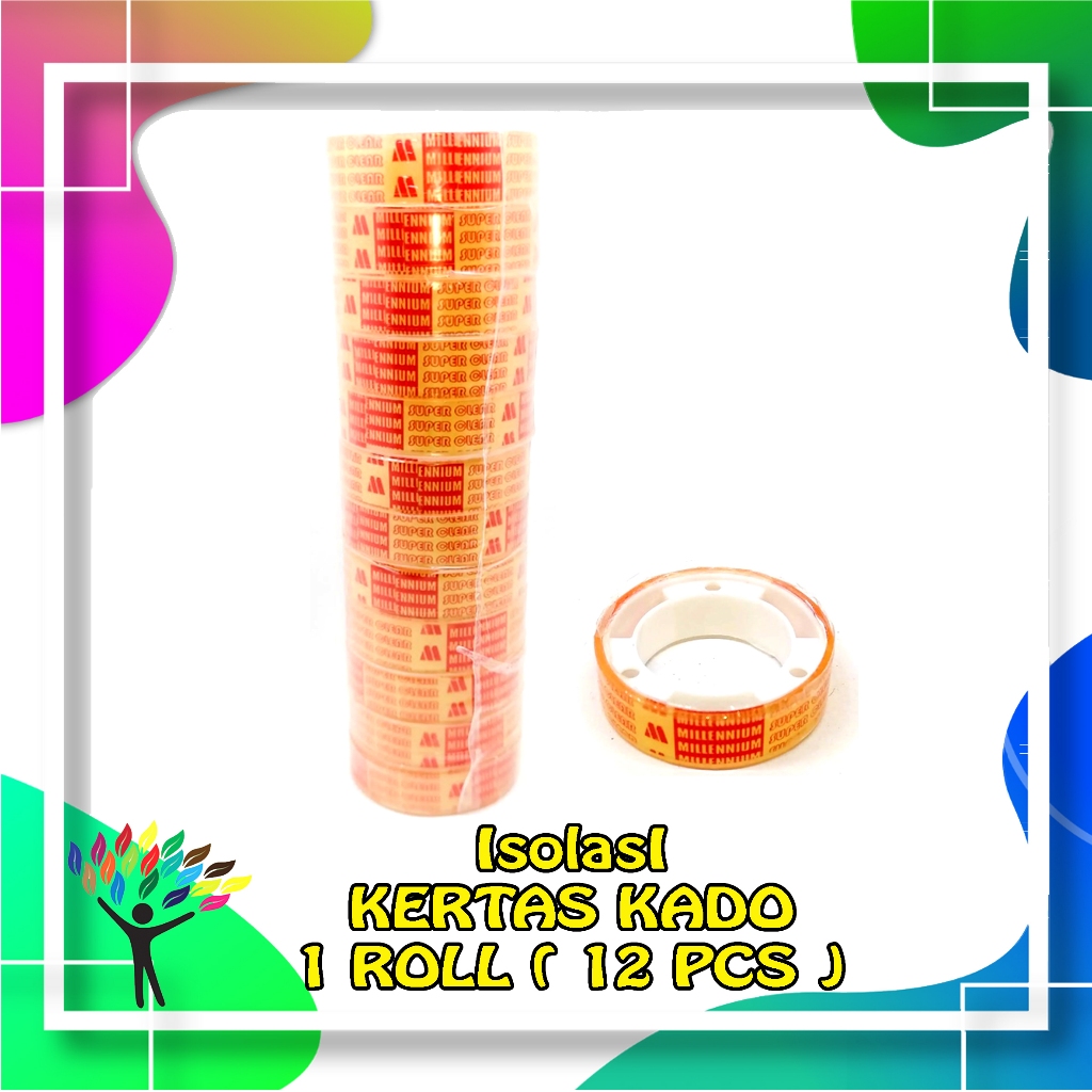 

ISOLASI KECIL / ISOLASI KERTAS KADO/ SOLTIP 1/2" ( 1 ROLL 12 PCS ) ORIGINAL