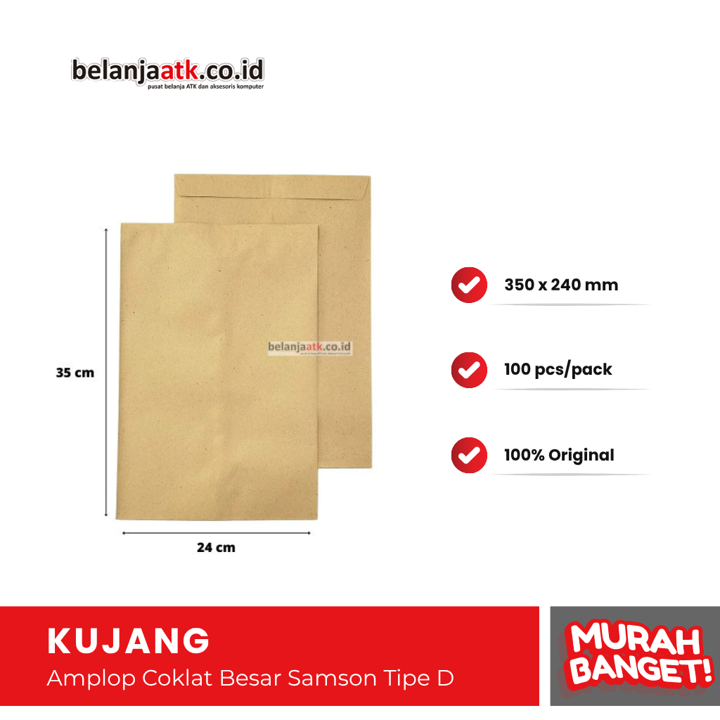 

Amplop Coklat Besar Samson Tipe D 350 x 240 mm / Amplop Soal