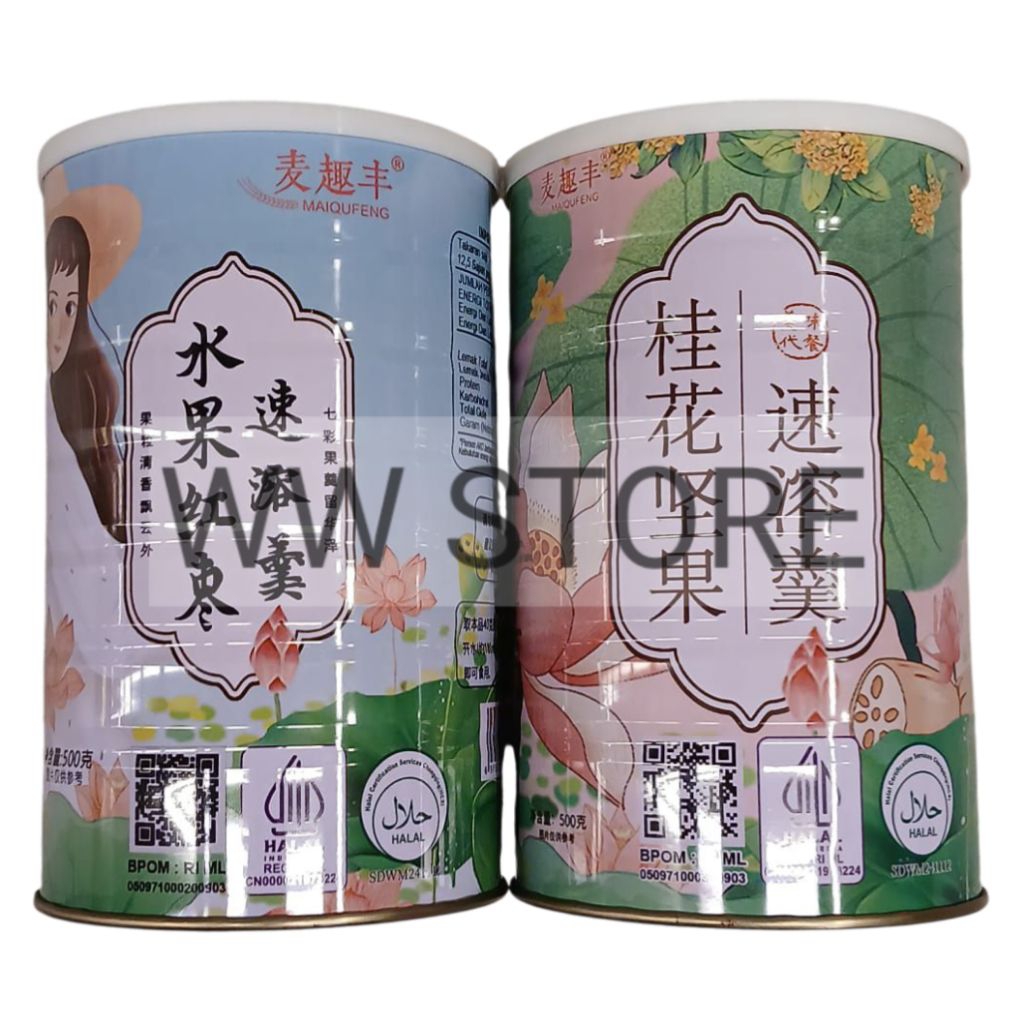 Sup bubuk akar teratai instan rasa buah / kacang halal MUI MAIQUFENG Instant Fruit / Osmanthus Nut L