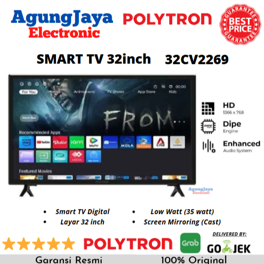 SMART TV POLYTRON 32CV2269 32 INCH LED TV DIGITAL YOUTUBE (CILEGON SERANG)