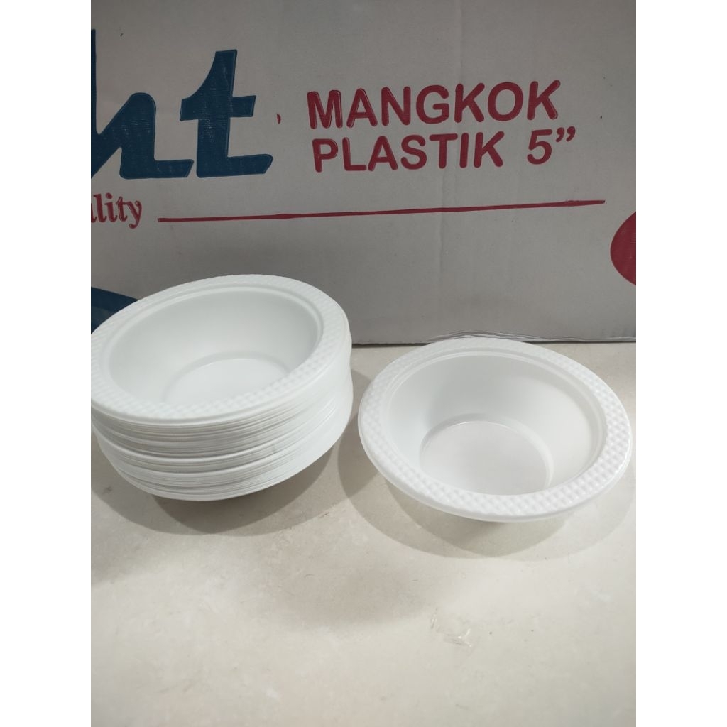 Mangkok Plastik Sekali Pakai M5 (Isi 50pcs) / Mangkok Plastik Kecil Putih Tebal