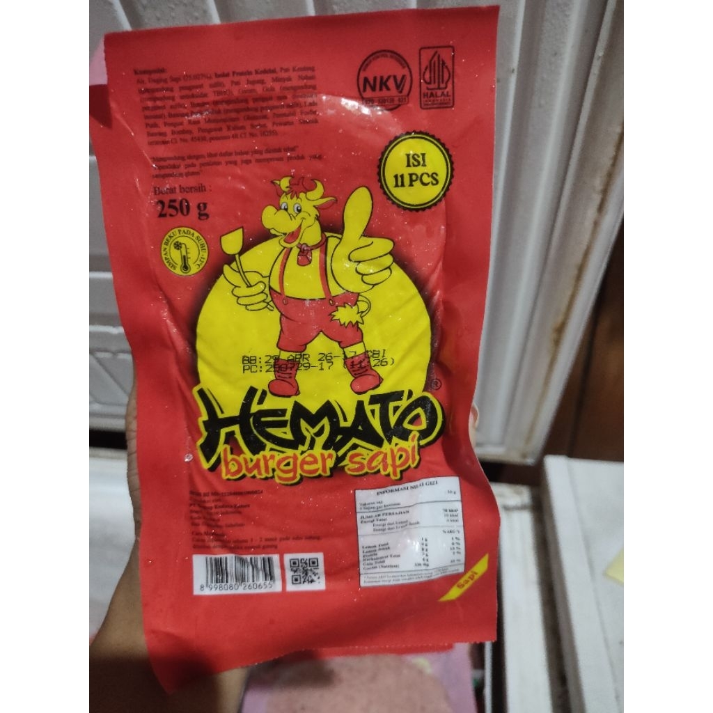

hemato burger sapi 250 gram frozen food