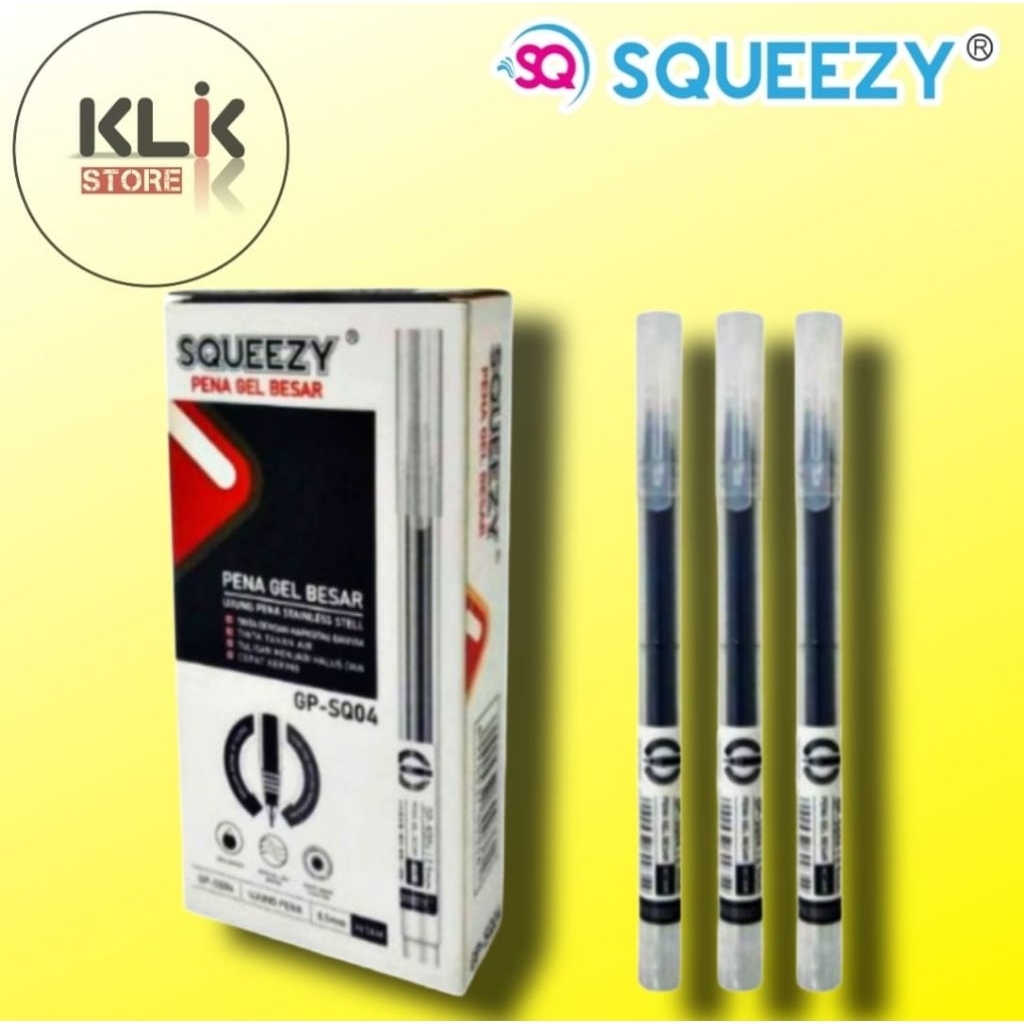 

(Pack / 12pcs) Pulpen Squeezy Gel Pen GP-SQ04 Besar 0.5mm / Bolpen Gelpen Jumbo