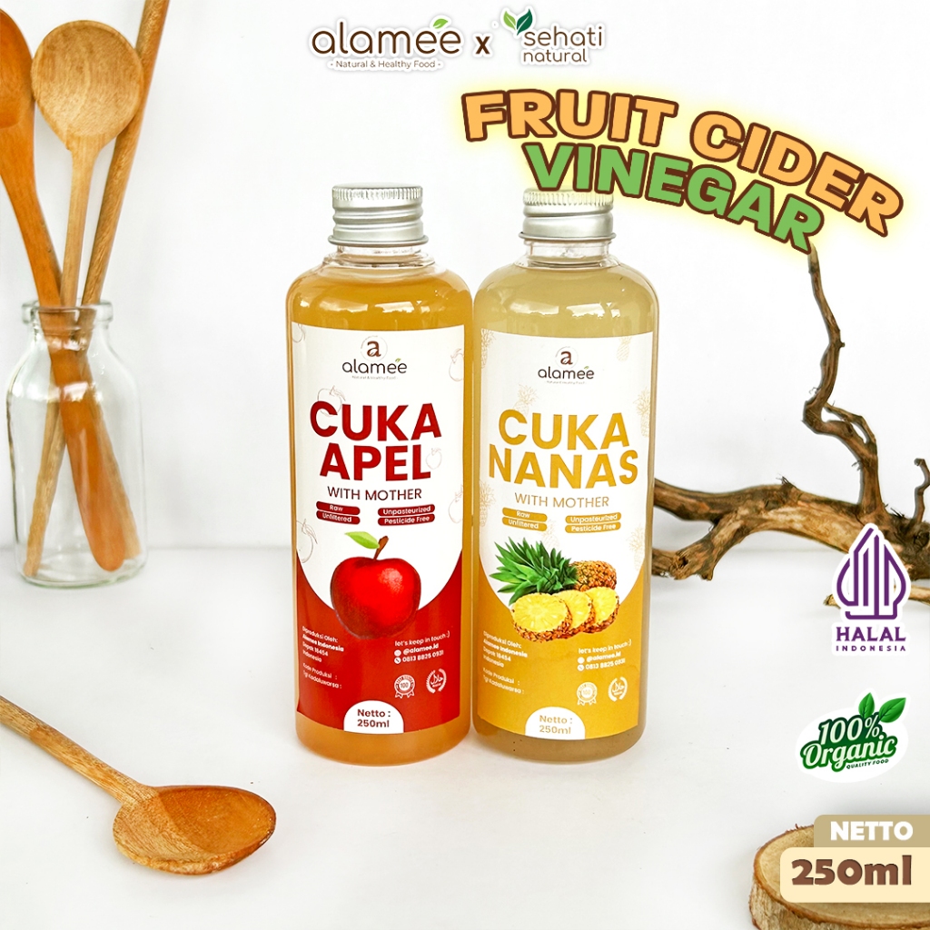 

ALAMEE Cuka Apel Nanas Original Vinegar With Mother Premium Organik Pine Apple Cider Vinegar 250ml