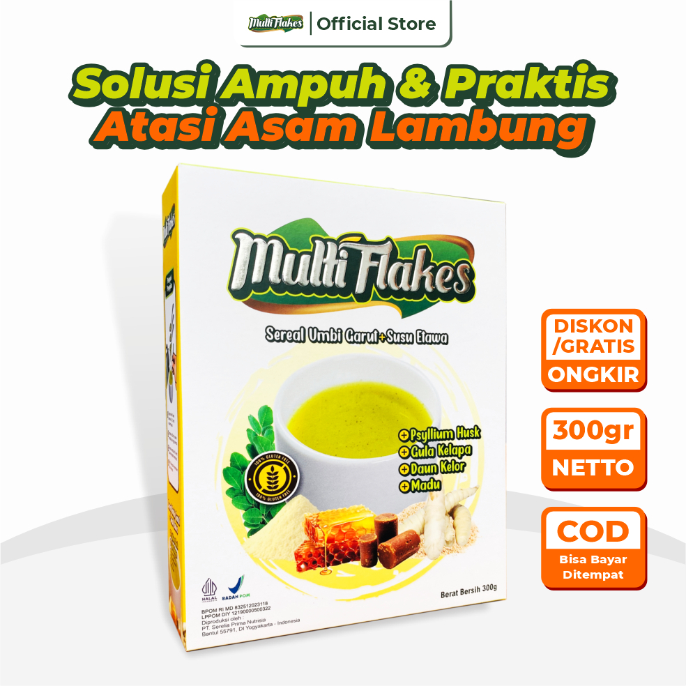 

Multi Flakes Sereal Umbi Garut & Susu Etawa Redakan Maag dan Asam Lambung Sembuh