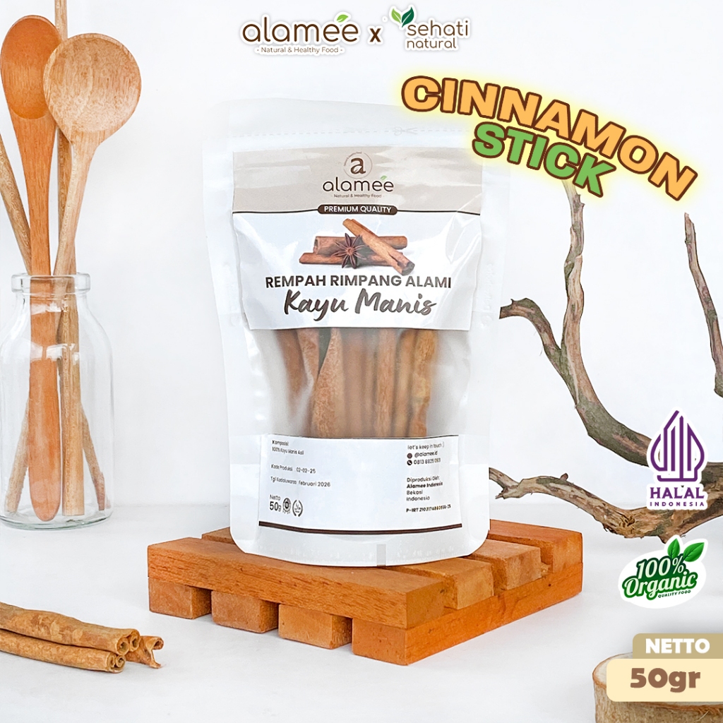 

ALAMEE Kayu Manis Batang Cinnamon Stick Rempah Rimpang Organik Alami Bumbu Masak Dapur Seasoning 50g