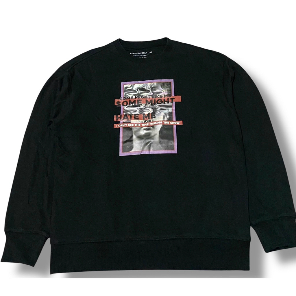 TOPTEN Refined Essential Crewneck Streetwear Art Hitam Preloved