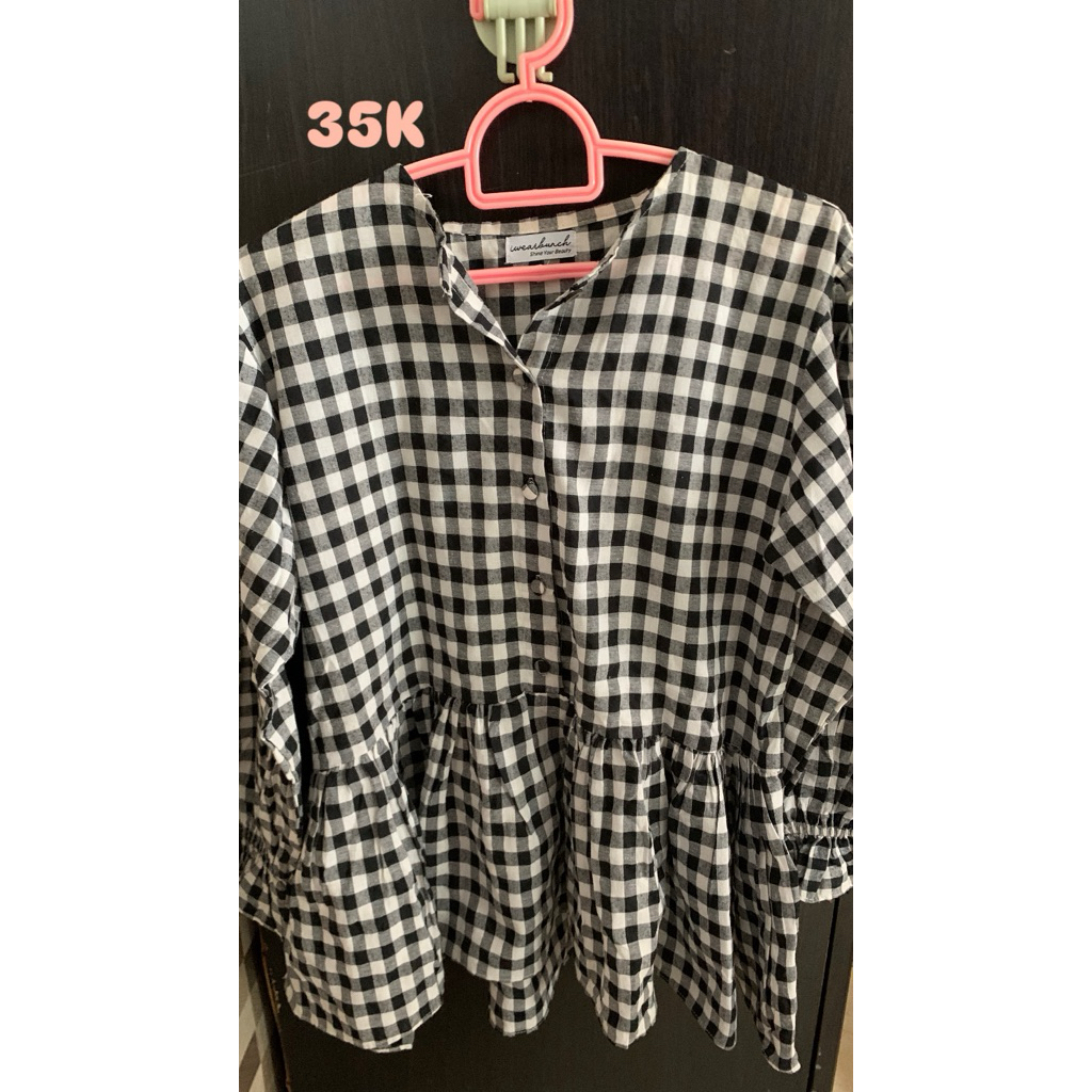 tunik kotak hitam putih