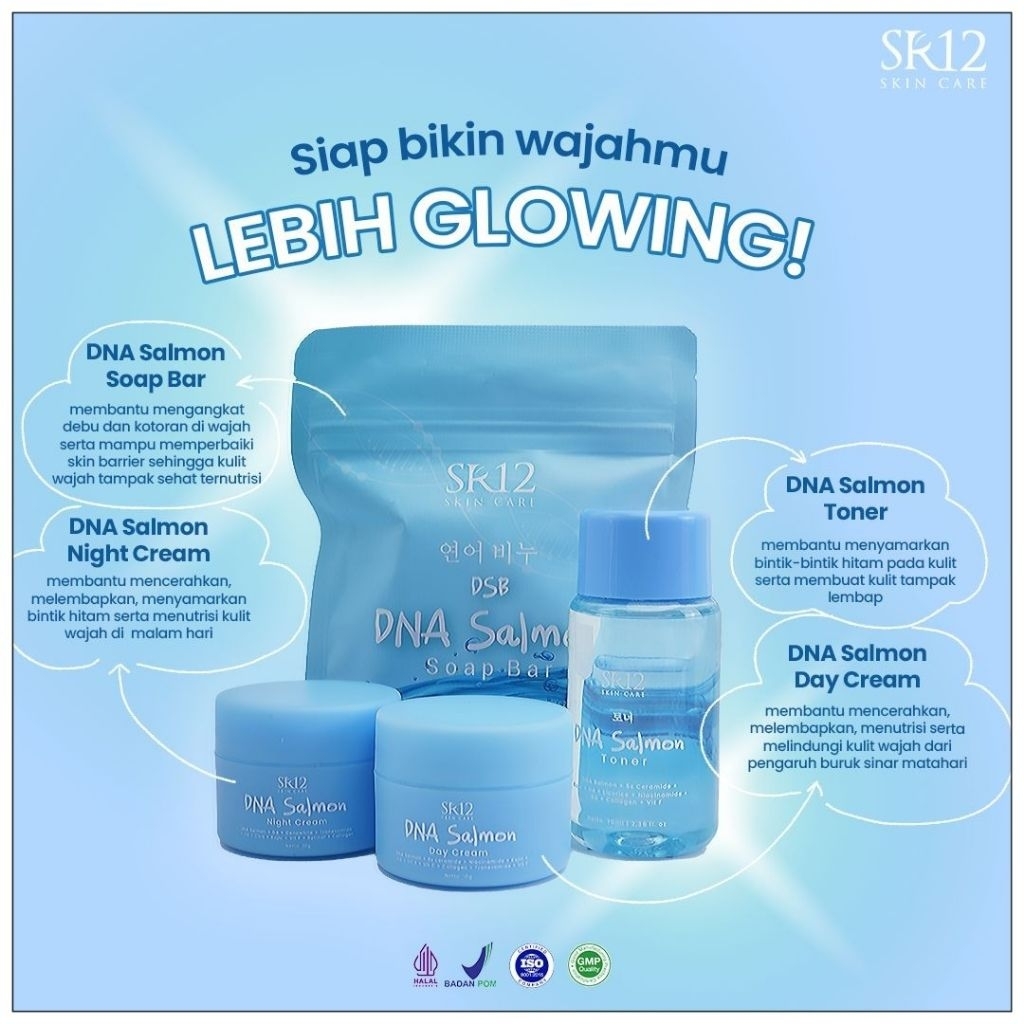 Skincare / Cream / Cream Glowing / DNA Salmon / DNA Salmon SR12 / Cream Pemutih Wajah Glowing Cepat 