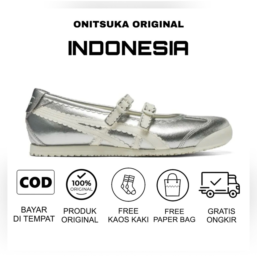 Sepatu Onitsuka Tiger Mexico 66 TGRS Silver White / Sandal Wanita / Sepatu Wanita / Sneakers Wanita