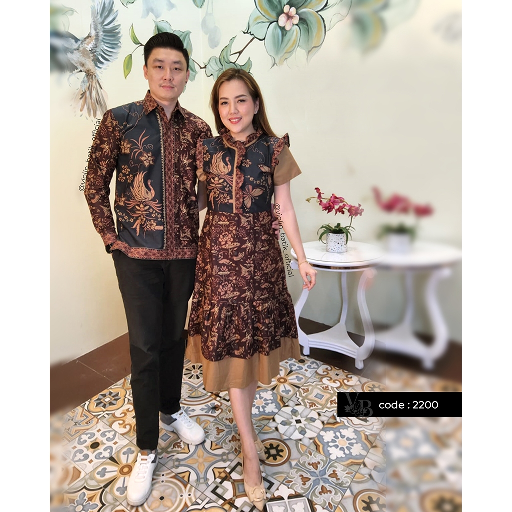 Violin Batik Dress Katun Kupu Coklat 2200