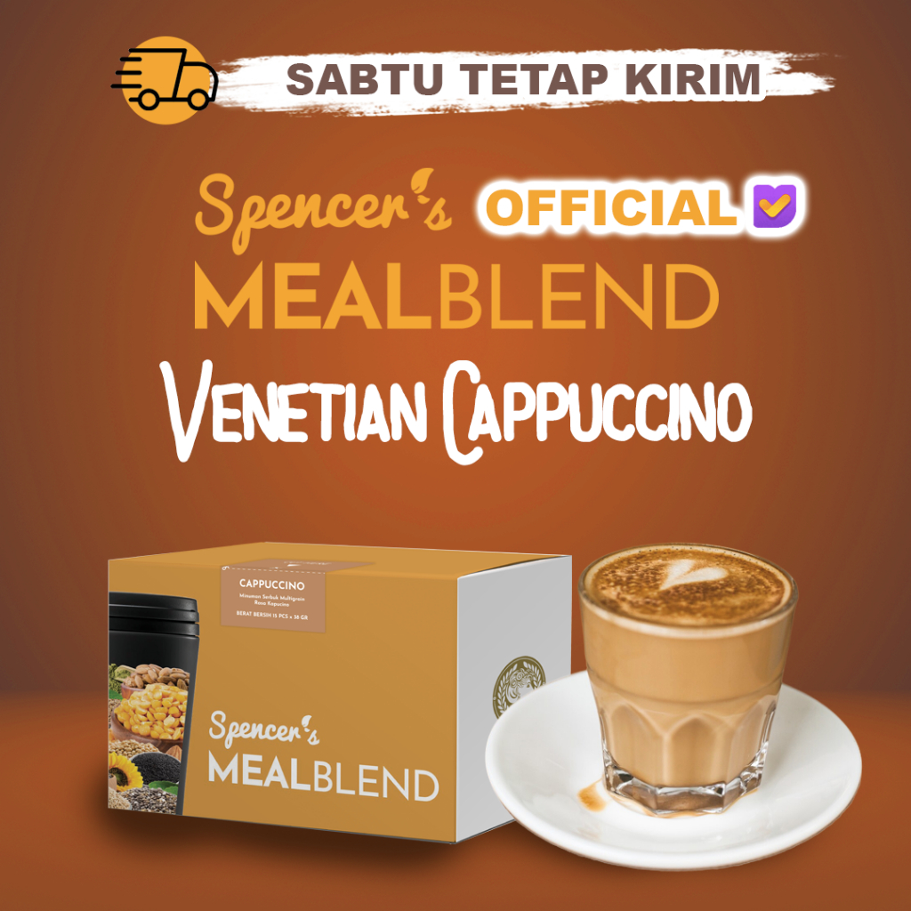 

Spencer's MealBlend Makanan Diet Rendah Kalori Solusi Langsing 1 Box isi 15 sachet Meal Replacement Solution Venetian Cappucino