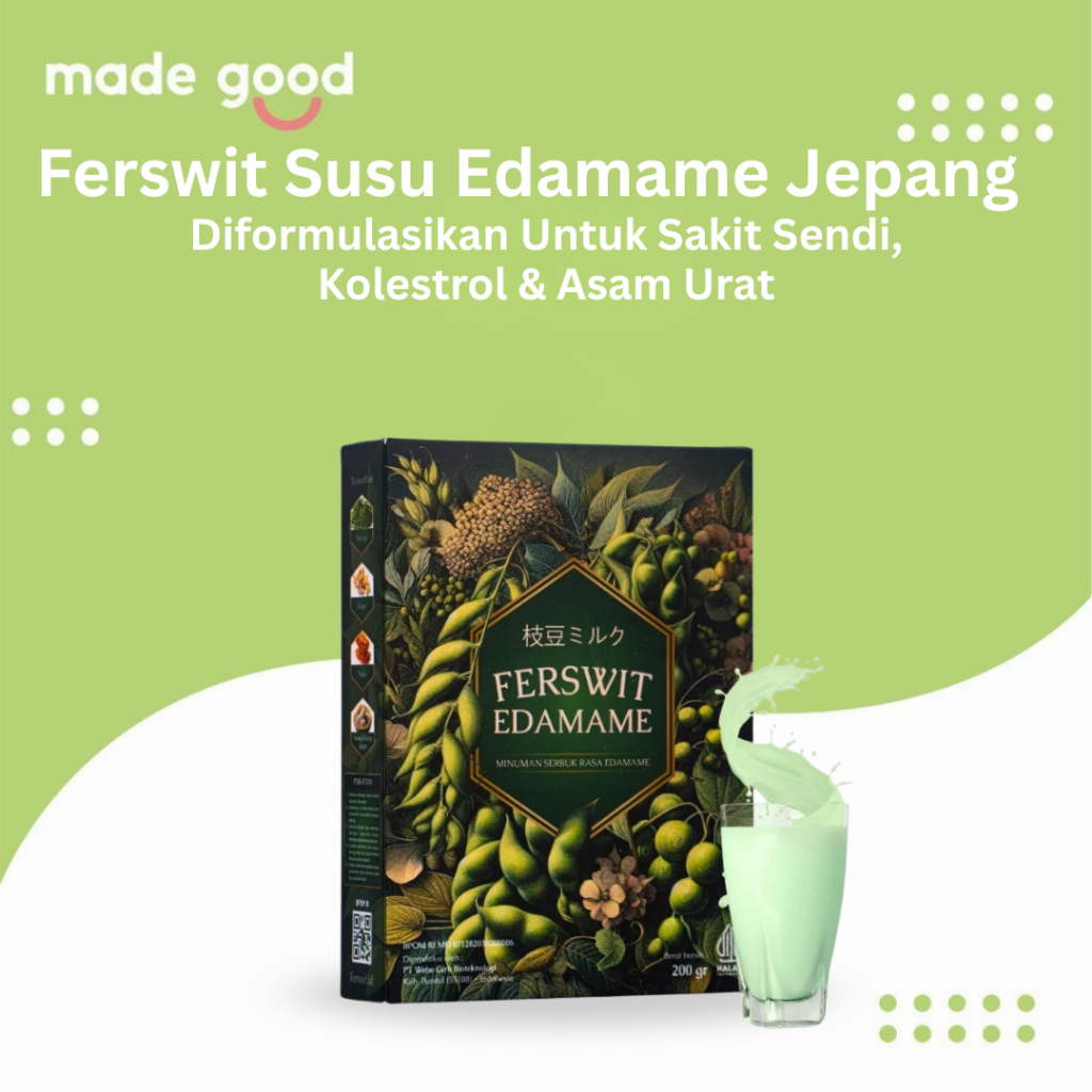 

Ferswit Susu Bubuk Edamame Jepang Minuman Sehat Tinggi Protein Nabati untuk Tulang & Sendi