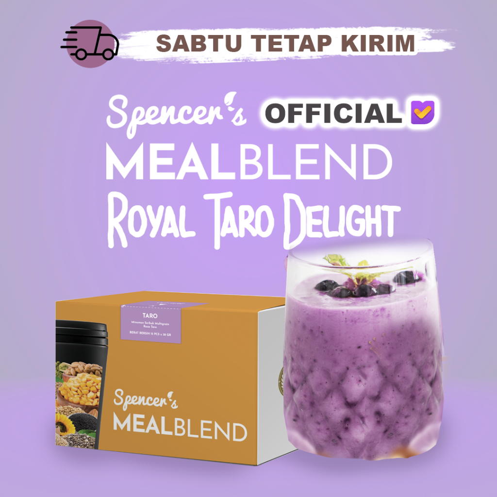 

Spencer's MealBlend Makanan Diet Rendah Kalori Solusi Langsing 1 Box isi 15 sachet Meal Replacement Solution Royal Delight Taro