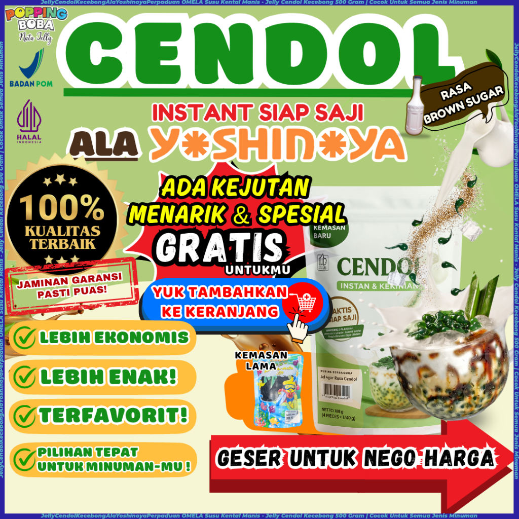 

JellyCendolKecebongAlaYoshinoyaPerpaduan OMELA Susu Kental Manis - Jelly Cendol Kecebong 500 Gram | Cocok Untuk Semua Jenis Minuman
