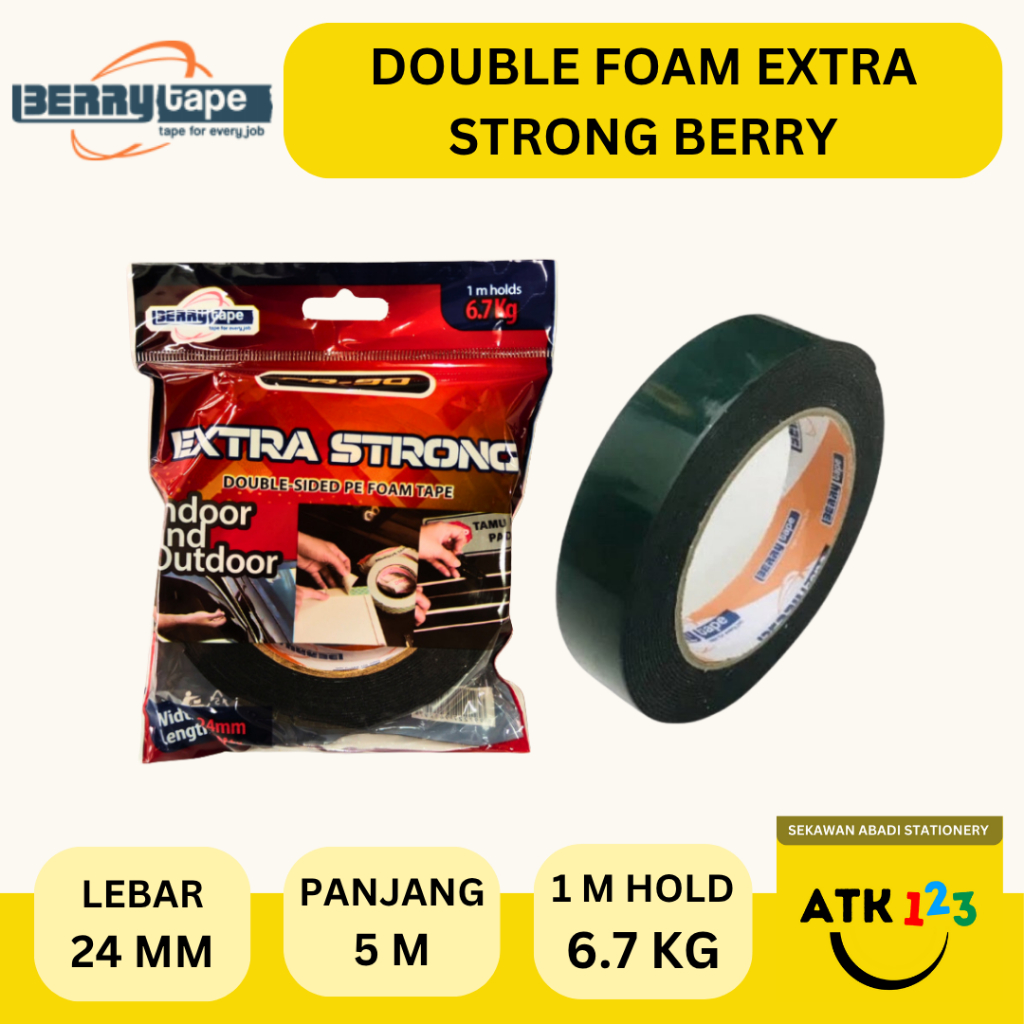 

BERRY TAPE Double Side Foam Busa 24mm x 5meter / Kualitas Baik Extre Strong