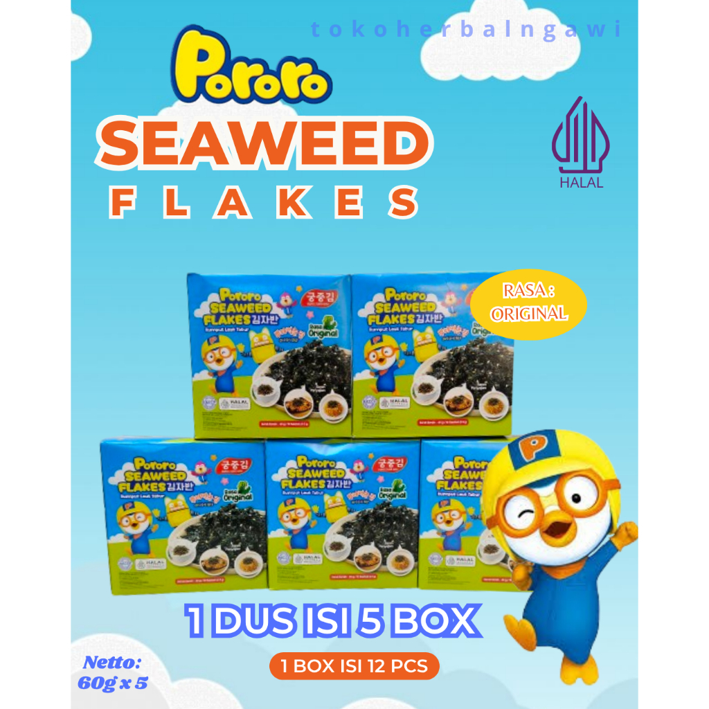 

( 1 DUS ) PORORO SEAWEED FLAKES / RUMPUT LAUT KERING TABUR