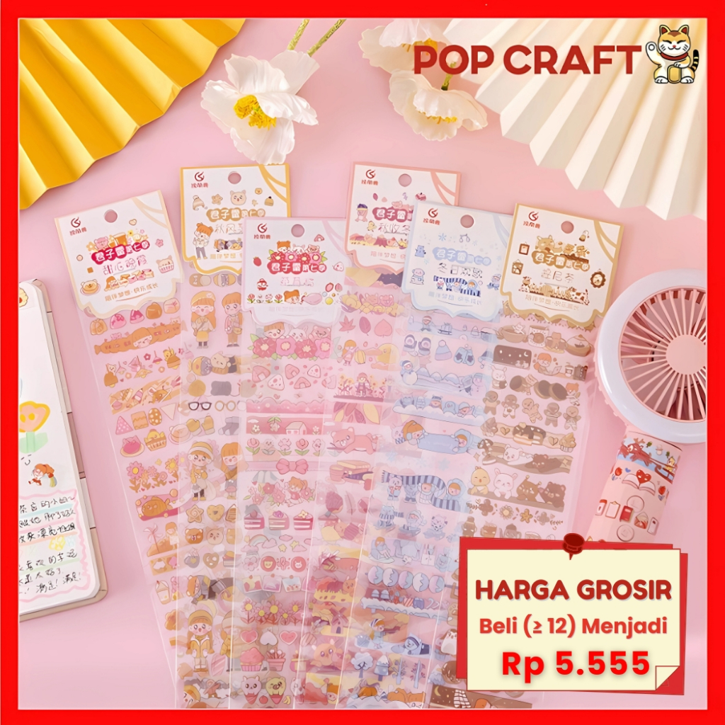 

PC Stiker Aesthetic Deco Buku Harian DIY Casing Set FUNNY CARTOON Stiker Waterproof Anti Air SP01